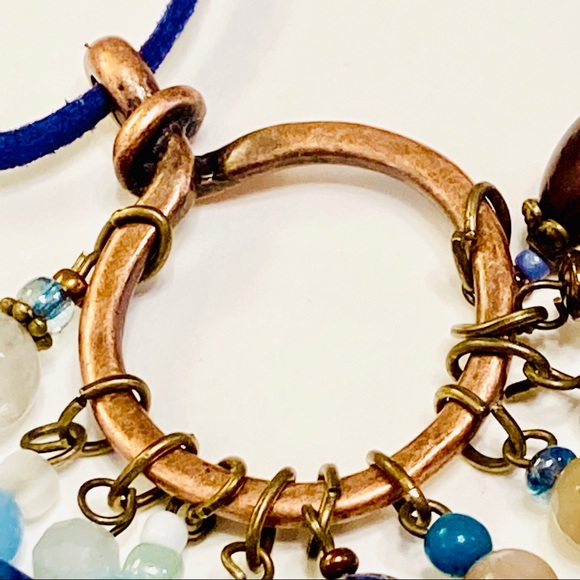 ENERGY Multi-Gemstone Assemblage Style BOHO Necklace & Jasper MOP Earrings - Picture 6 of 16